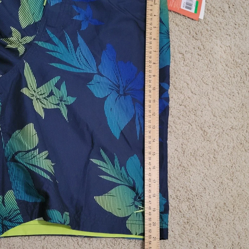 Speedo Mens Board Shorts New Navy Tropical Floral UPF 50 Swim Trunks Large